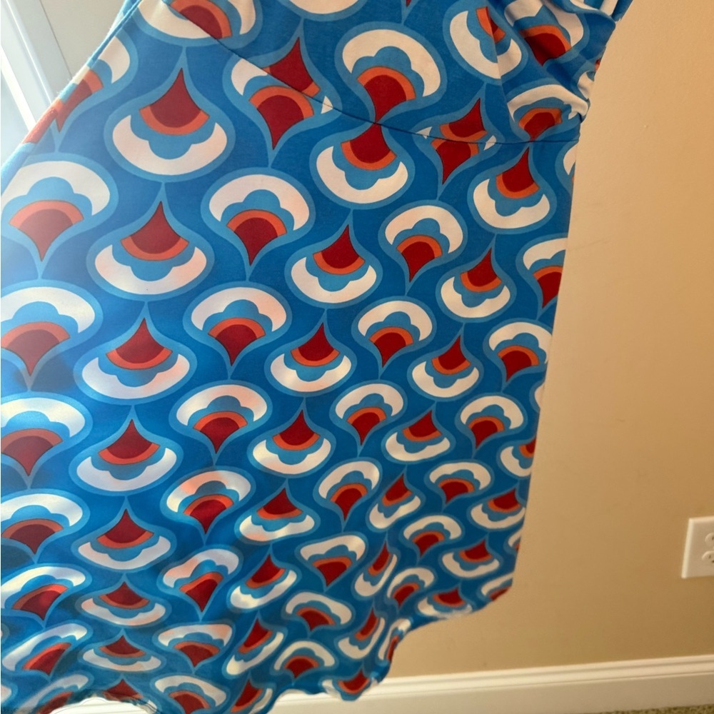 Blue Platypus mod print V-Neck Jersey Dress - USA Size XS - Picture 4 of 5